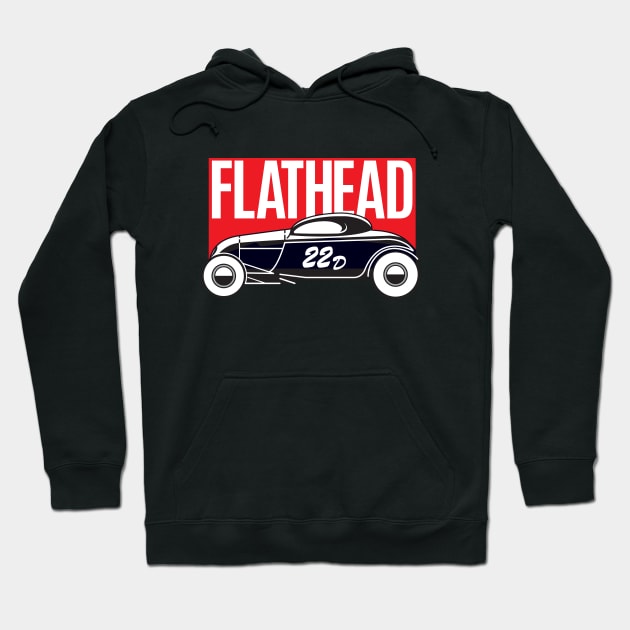 Bonneville Flathead Coupe racer - Hop Up red print Hoodie by retropetrol